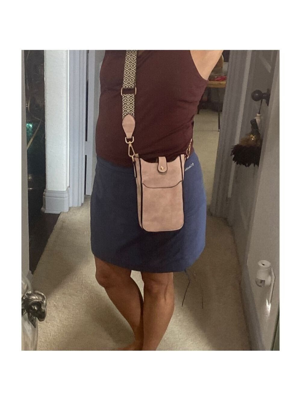 Women's DOMII. Blush & Black Pattern Strap PU Crossbody Bag One Size